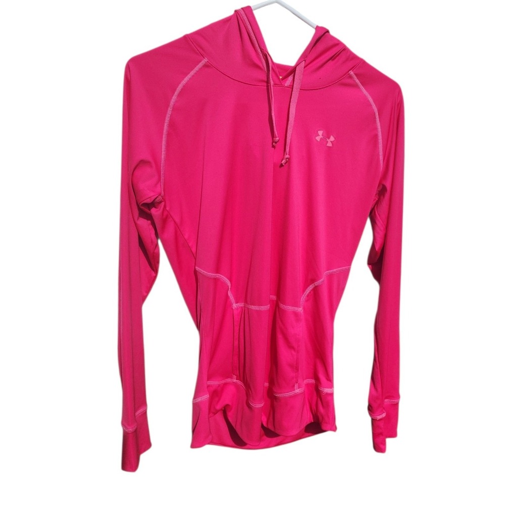 Under Armour Womens HeatGear Catalyst Hoodie Pink Semi-Fitted MD Activewear Top
